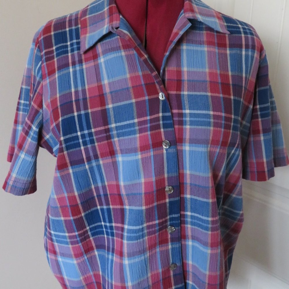 Tan Jay Red & Blue Check Shirt Size 14 (K12)